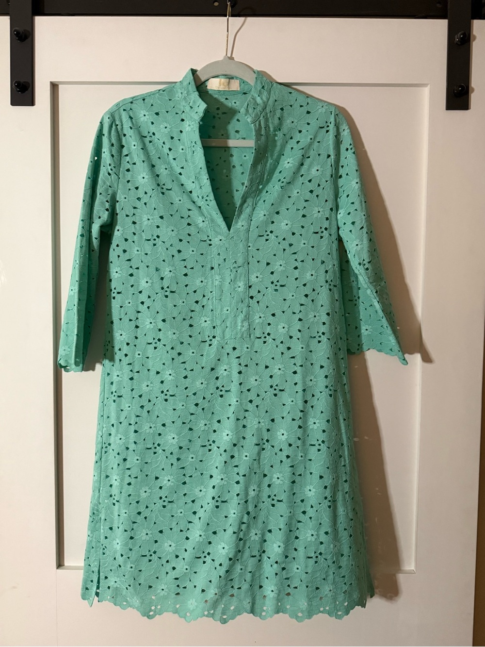 iu Rita Mennoia Mint Green Eyelet Dress, Like New, Made in Italy